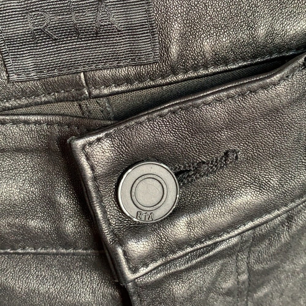 RtA Lambskin Leather Black Destroyed Knee Pants 27 - Picture 12 of 15
